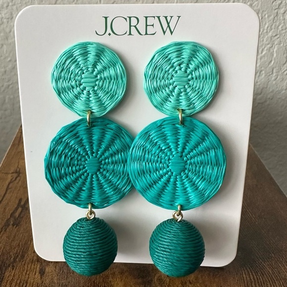 New with tags J.CREW Triple-drop raffia earrings - Picture 8 of 8
